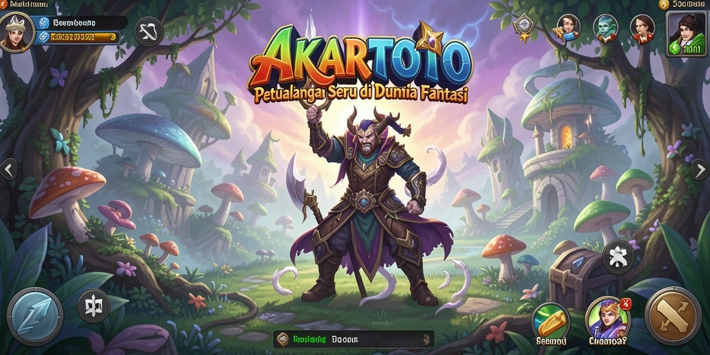 Tampilan gameplay AKARTOTO yang penuh petualangan khayalan.