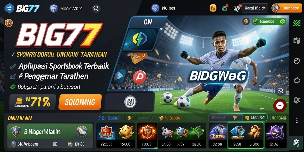 Tampilan utama gameplay Sportsbook di aplikasi BIG77.