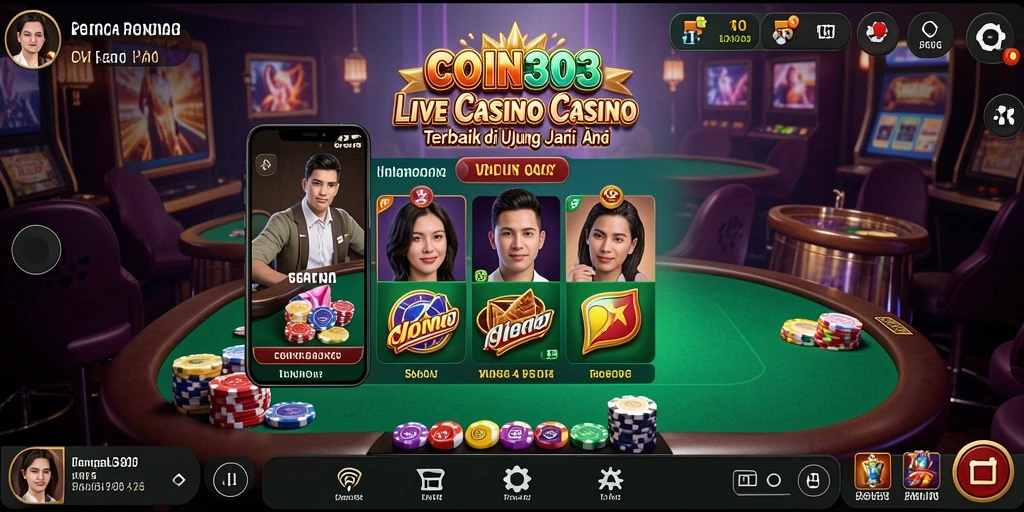 Tampilan gameplay Live Casino COIN303 yang menarik dan interaktif.