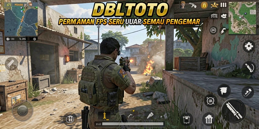 Tampilan gameplay seru dari DBLTOTO yang menunjukkan aksi intens FPS.