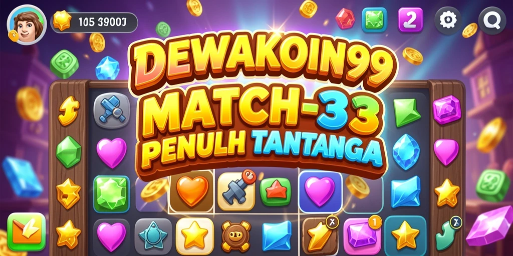 Tampilan gameplay seru dari DEWAKOIN99 dengan permata berwarna-warni.