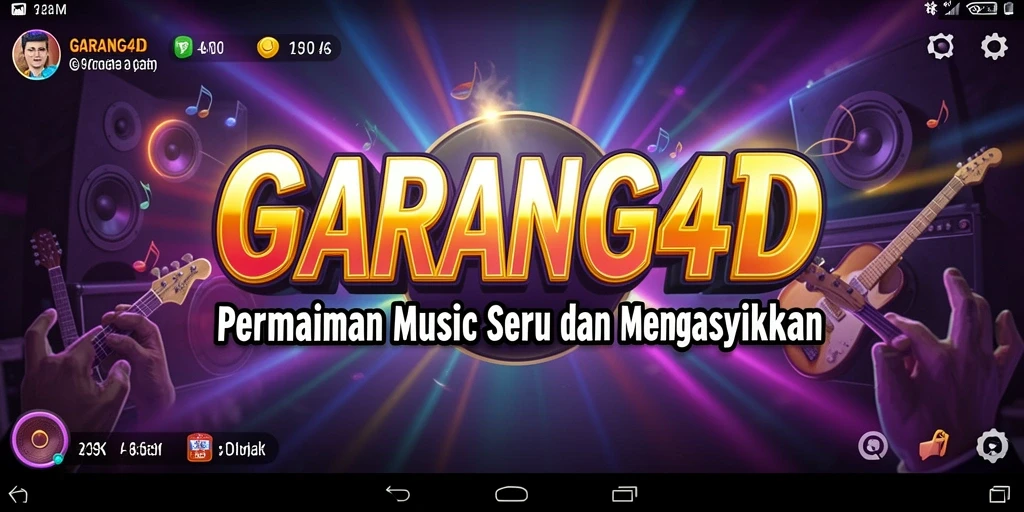 Tampilan gameplay GARANG4D dengan alat musik virtual dan interaksi pengguna.