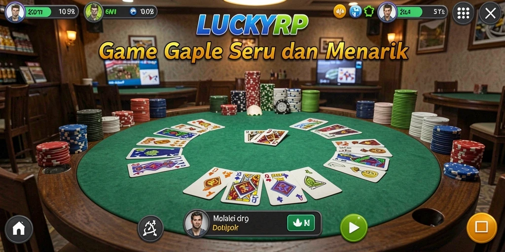 Screenshot gameplay LUCKYRP yang menunjukkan aksi Gaple yang seru.