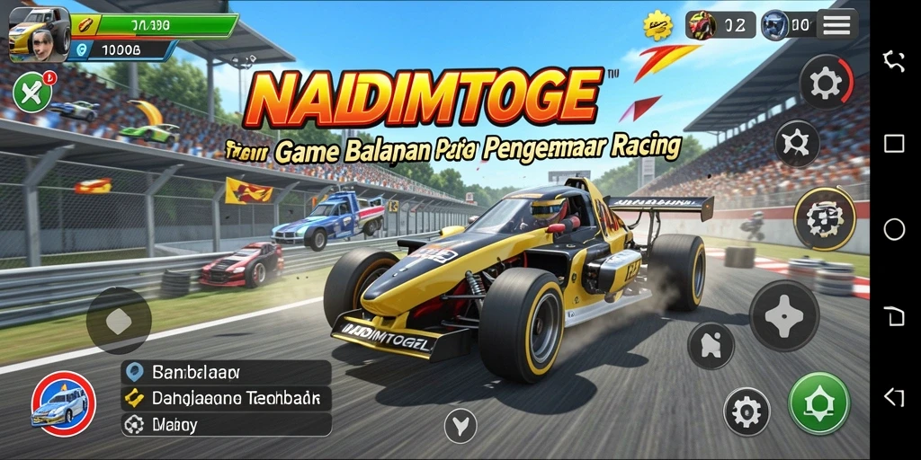 Tampilan gameplay balapan di NADIMTOGEL yang intens dan mendebarkan.