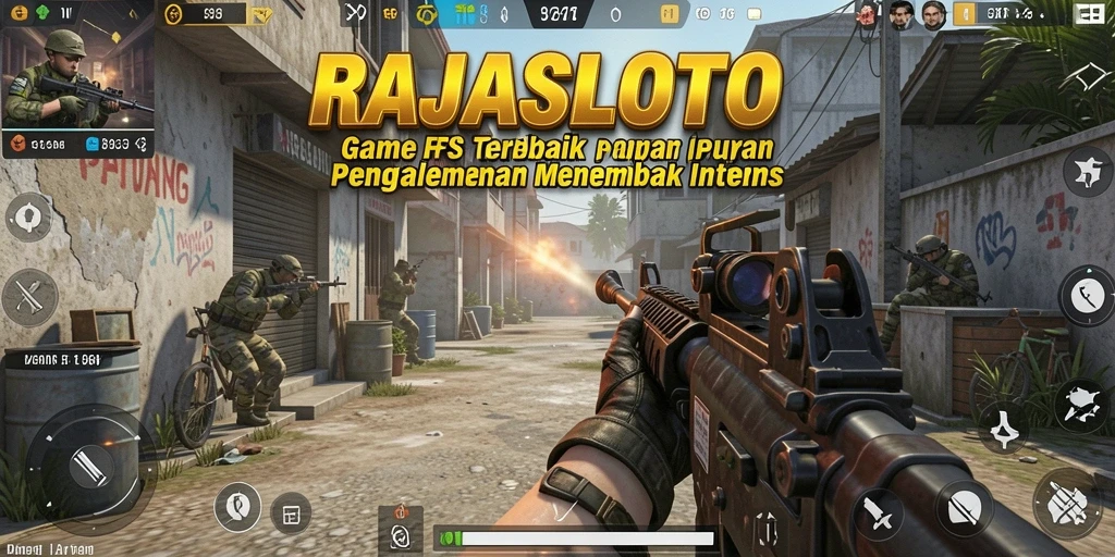 Tangkapan layar RAJASLOTO menampilkan aksi gameplay FPS yang mendebarkan.