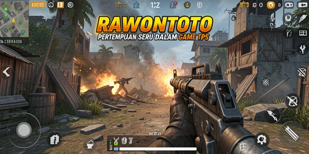 Gameplay seru dalam RAWONTOTO dengan aksi tembak-menembak.