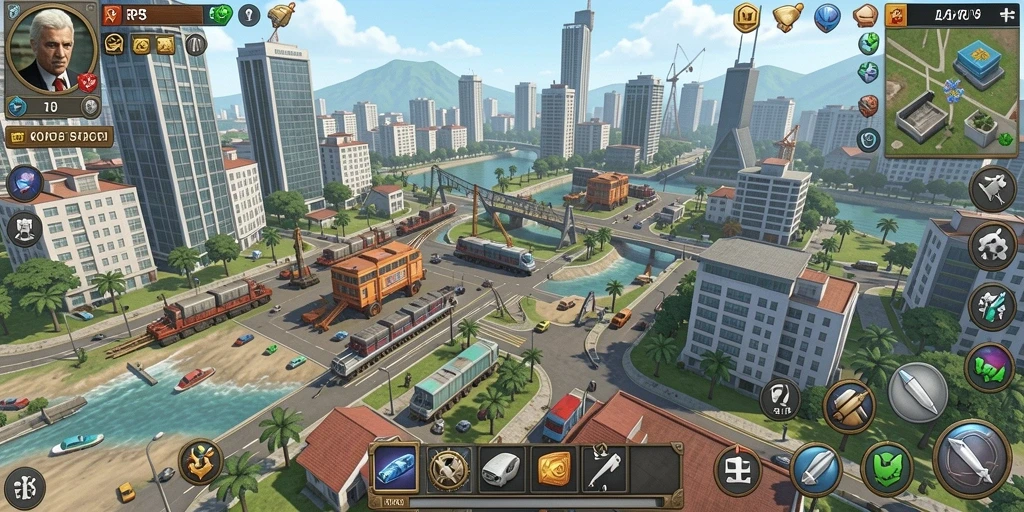 Gameplay RP8 yang menakjubkan dengan pembangunan kota yang realistis.