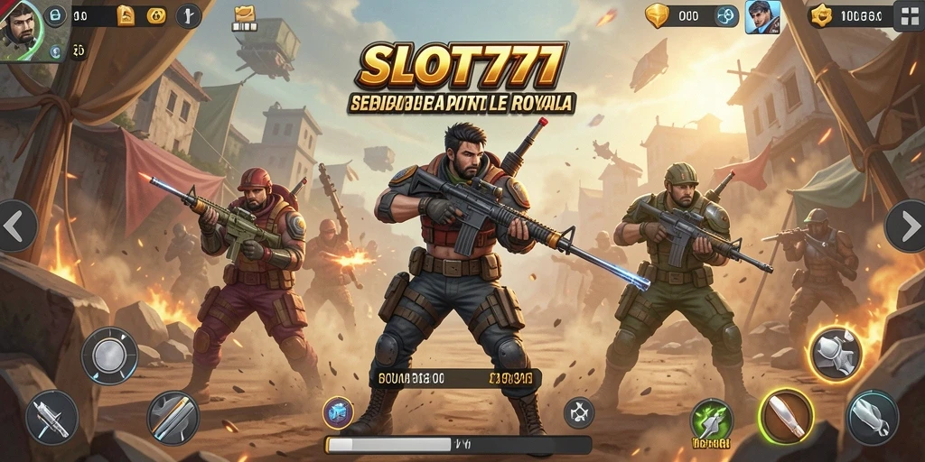 Tampilkan gambar aksi seru di SLOT777 dalam pertempuran Battle Royale.