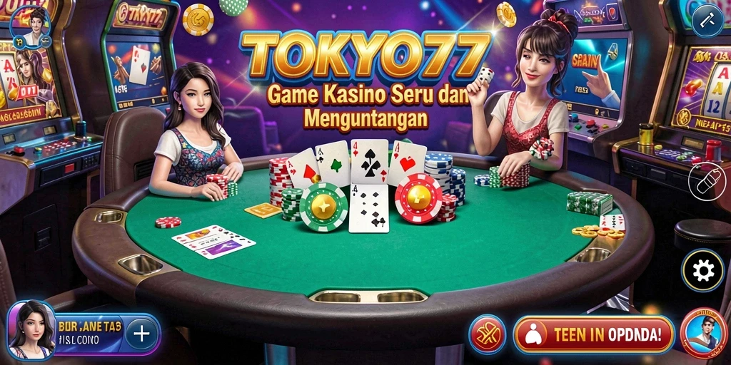 Screenshot utama TOKYO77 menampilkan gameplay Kasino yang menegangkan.