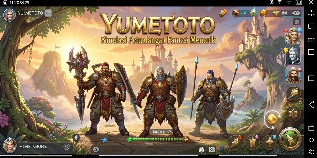 Gameplay YUMETOTO menunjukkan karakter menjelajahi dunia fantasi.